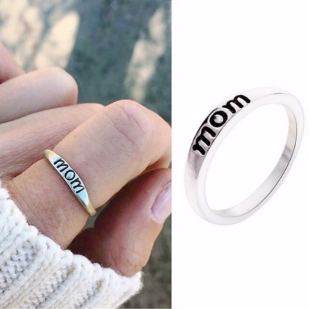 MOM Ring Silver Color Vintage Look
